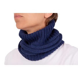 Neck Warmer Mixed mere Men Women Made In Italy Scarf Ring Hat mere Winter Unisex Merino Wool Black Grey White Beige Warm Shawl One Size Pashmina Shawl, Blue Melange, One size
