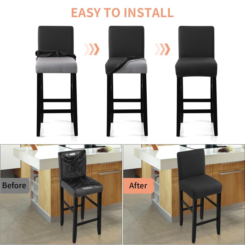 Fuloon Waterproof Chair Covers, Bar Stool, Stretch Jacquard Bar Stool