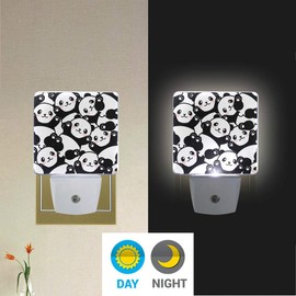Vdsrup Cute Baby Panda Night Light Set of 2 Lovely Bear Animals Plug-in LED Nightlights Auto Dusk-to-Dawn Sensor Lamp for Bedroom Bathroom Kitchen Hallway Stairs