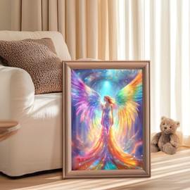 AIRDEA Rainbow Angel Diamond Art Kits Adults, 5D DIY Angel Diamond Painting Kit, Full Drill Gem Arts and Crafts for Adults for Home Wall Decor 30x40 cm