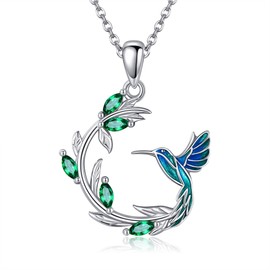 VENACOLY Hummingbird Necklace Sterling Silver Hummingbird Pendant Necklace Hummingbird Valentines Day Jewellery Gifts for Women