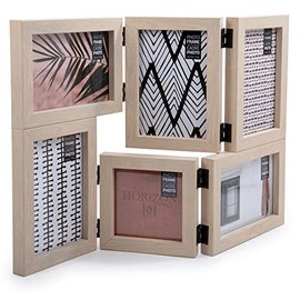 CTG Truu Design Decorative Wooden Collage Folding Picture Frame, 10.45 x 12.25 inches, Beige