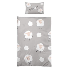 Children's Bed Linen 100 x 135 cm 40 x 60 cm 100% Microfibre Toddler Bedding Set Sheep Grey Sweet Dreams