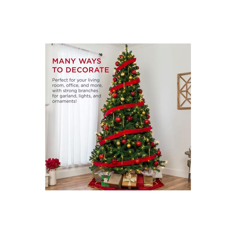 6FT Christmas Tree Metal Stand holly berry pine cone 6white/6yellow