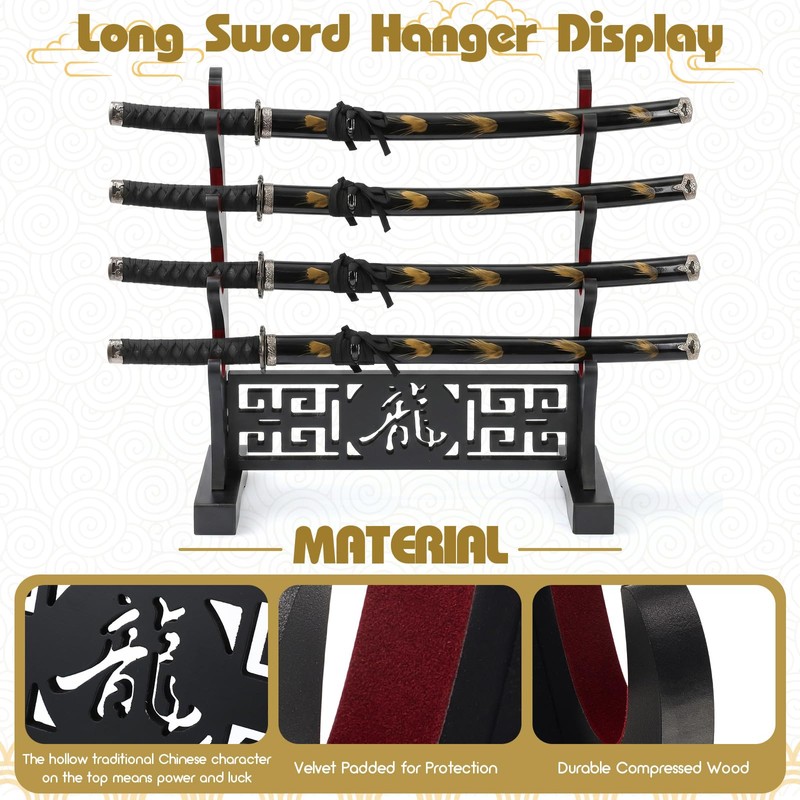 Barydat 4 Tier Katana Sword Stand with Cutout Design