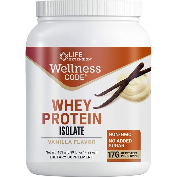 Life Extension Wellness Code Whey Protein Isolate, Vanilla, 403 Gram