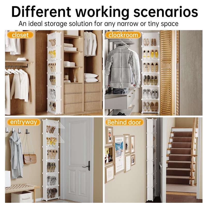 MAGINELS 6-Tier Slim Shoe Storage,Narrow Shoes Rack,Hidden Closet Organizer for