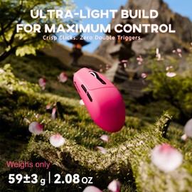 ATTACK SHARK G3 Pro Wireless Gaming Mouse with Magnetic Charging Dock,PixArt PAW3311 Gaming Sensor,BT/2.4G Wireless/Wired Gaming Mouse,25000 DPI,59g Superlight Gamer Mice for PC/Win/PS/Mac(Rose)