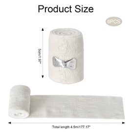 6 Rolls Elastic Bandage with Aluminium Buckle, Simple Bandage, Waterproof and Breathable, Medical Fixation for Knee and Wrist, Suitable for Wound Care and Joint Protection
