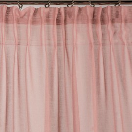 Eurofirany Dolly Curtain, Smooth Valance with Ruffles, Transparent Curtain, Ruffle Tape, 1 Piece, Transparent, Elegant, High Quality, Glamour, Bedroom, Living Room, 140 x 250 cm, Powder Pink