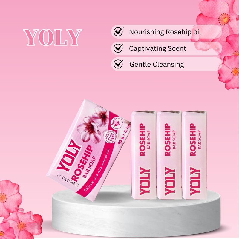 YOLY Rosehip Bar Soap (90 g, Pack of 4) -
