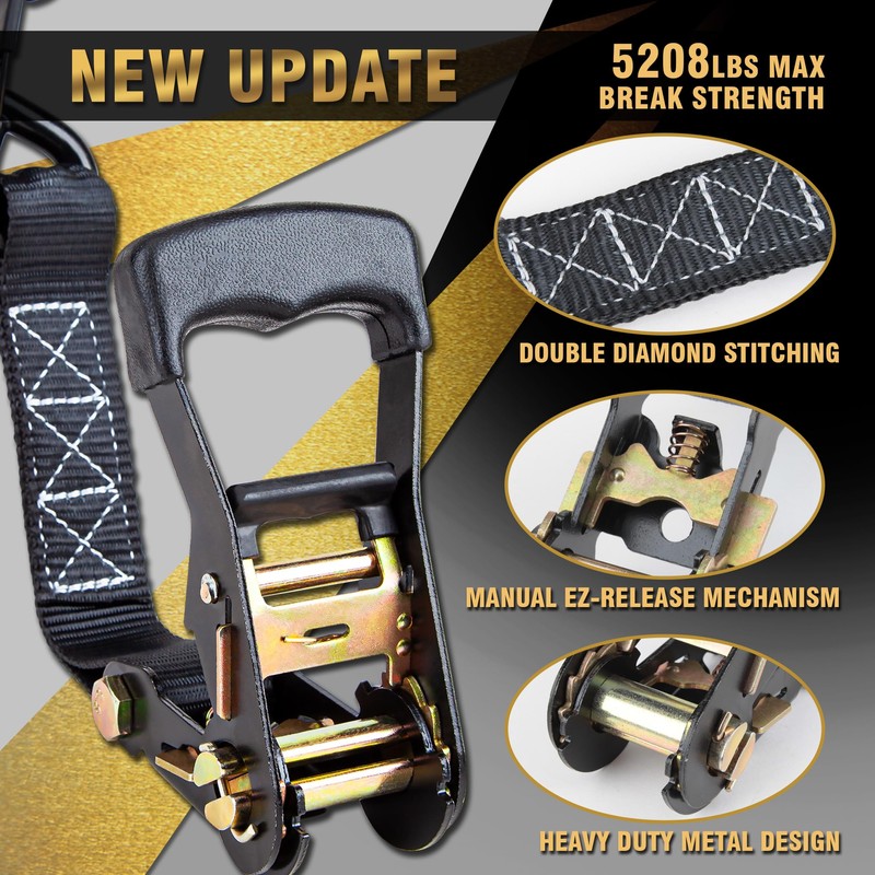 CARTMAN Ratchet Tie Down Straps, 5208lbs Break Strength, Includes 4PK