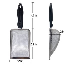 Falltail Stainless Steel Reptile Sand Substrate Scoop Shovel Sifter Fine Mesh Metal Reptile Litter Cleaner Scooper for Sand Bedding