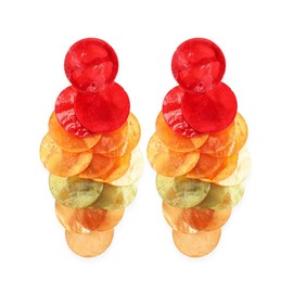 Stocking Stuffers Rainbow Acrylic Drop Earrings for Women Statement Round Clusters Dangle Earrings Colorful Sunmmer Earrings for Beach