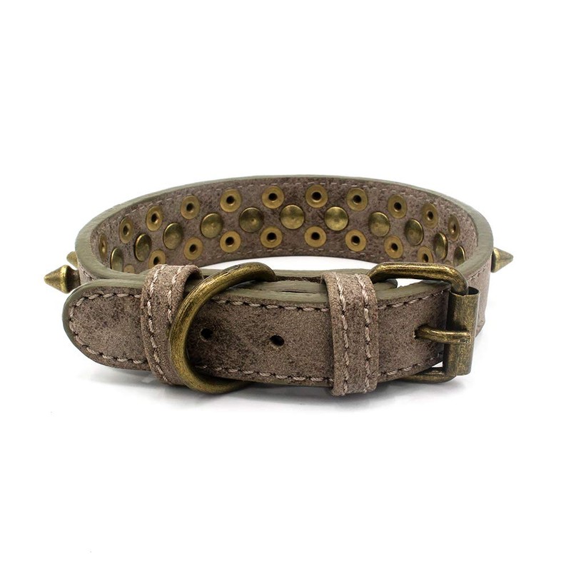 Serijoars Spiked Dog Collar Soft Pu Leather Mushrooms Rivet Spike