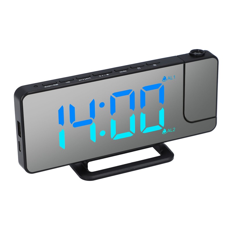 Projection Alarm Clock 7.4 Inch LED Mirror Digital Alarm Clock