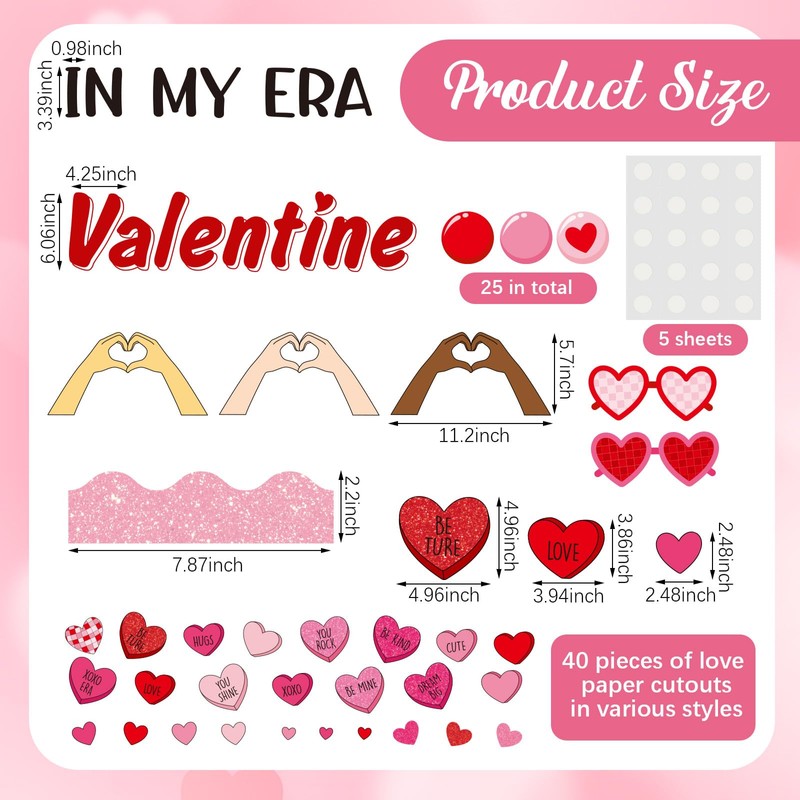 Mooliwe 93 Pcs Valentine's Day Bulletin Board Decoration Valentine Love