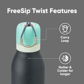 Owala FreeSip Twist Insulated Stainless Steel Water Bottle with Straw for Sports and Travel, BPA-Free, 18-oz, Blue/Grey (Foggy Tide)