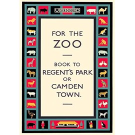 RPW Vintage Travel Poster Advert 1920's For the Zoo Regents Park Camden Town London Zoo (A3)