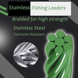 9Tong Saltwater Rigs Fishing Leader Steel Stainless Snap Fishing Leaders Freshwater Stainless Swivel Fishing Leader Wire Black Nickel #1 50lb 9.8in 20pcs