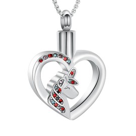 Oinsi Unicorn Cremation Jewelry For Ashes Of Loved One Keepsake Memorial Urn Necklace Pendant Women Girls Fashion Jewelry (Style 1-Silver)