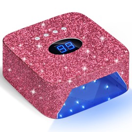 Ludysic Cordless UV Nail Lamp, 54W Rechargeable UV Light for Gel Nails, Nail Dryer with 3 Timer Modes, Professional Quick Dry Curing Lamp for Salon & Home (Red Diamond)