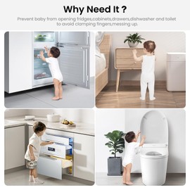 HEGEHE Child Proof Refrigerator Door Lock, Window Locks for Kitchen, Freezer, Cabinets and Drawers, Air Oven Air Fryer, Closets, No Tools Need or Drill (White, Square (2 Pack))