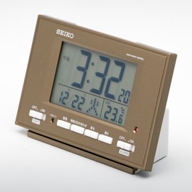 Seiko SQ778B SEIKO Clock Alarm Clock Automatic Light Up Radio Digital Calendar Temperature Display Night Brown Metallic
