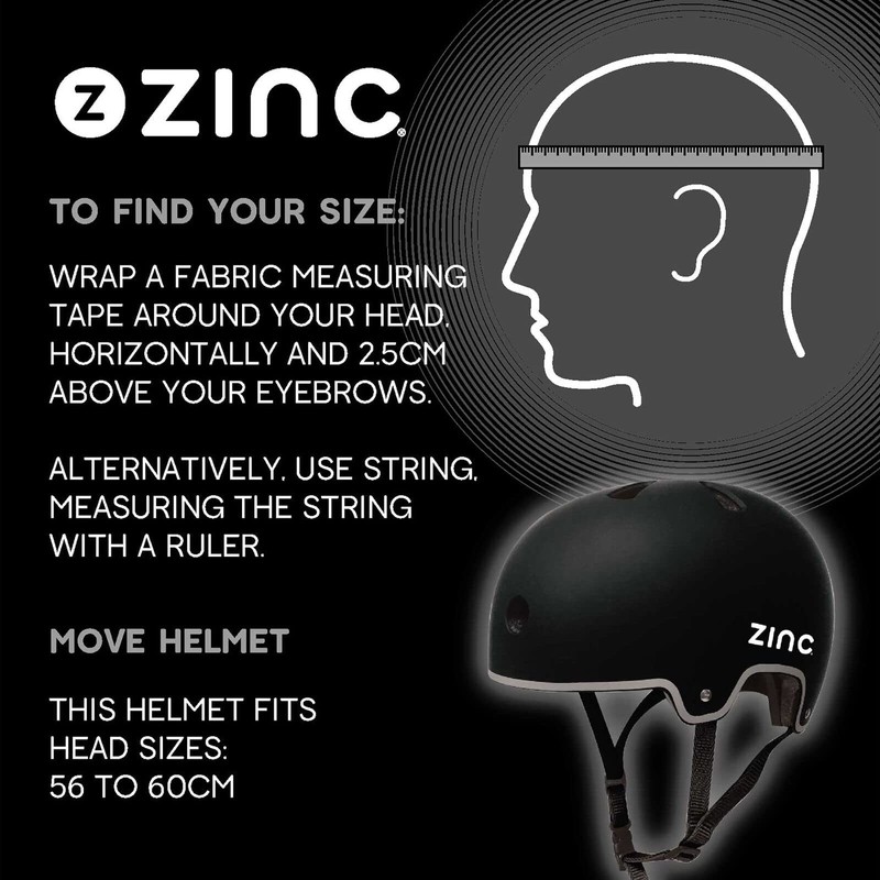 Zinc Move Helmet Safety Bike Skateboard - Black,M (50-56cm)