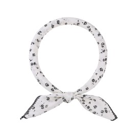 Elerevyo Women's Floral Printed 100% Cotton Scarves, Flowers Lace Trim Square Headscarf Neckerchief 68x68cm/26.8x26.8 Flower-3-Beige