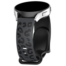 18mm Leopard Silicone Watch Bands Compatible with Garmin Vivoactive 4S/Venu 2S/3S/Vivomove 3S, Forerunner 255S/265S – Soft Quick Release Two-Tone Strap for Women, Sport Replacement Band (black, 18mm)