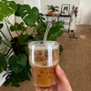 13oz Iced Coffee Cup, Glass Tumbler with Straw and Lid,