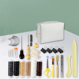 HSHGZSR 49Pcs Hand Book Binding Starter Tools Set for Beginners Book Binding Kits with Large-Eye Needles Awl Binding Supplies Book Making Kit Waxed Thread Steel Ruler for DIY Bookbinding Crafts