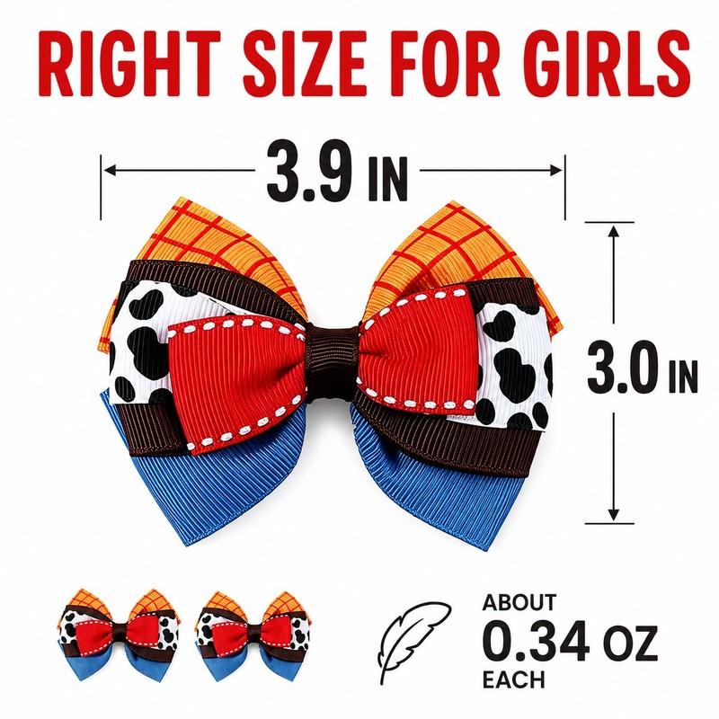Danyarts 6 Pack Cowboy Hair Bows for Girls, Western Cowgirl