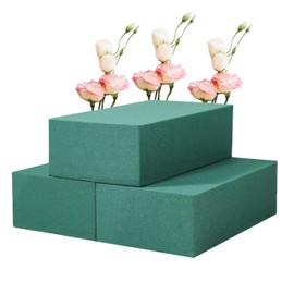 FLORABELS 3 PCS Floral Foam for Fresh & Artificial Flowers Each 5.5” L x 3.1” W x 1.7” H Wet and Dry Floral Foam Blocks Weddings, Birthdays, Home, Office, Garden Decorations