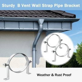 Fengone 6 Inch B-Vent Wall Strap Round Gas Vent Pipe Strap Adjustable Wall Strap Round Gas Vent Pipe Strap for Metal Pipes, Plastic Ventilation Pipes, Chimney Pipes, Drainage Pipes (4 Pcs)