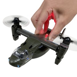 Cool! Osprey Airplane Transport Toy with Light, Sound, Transformation, Propeller, Pull-Back, Runs (Moss Green)
