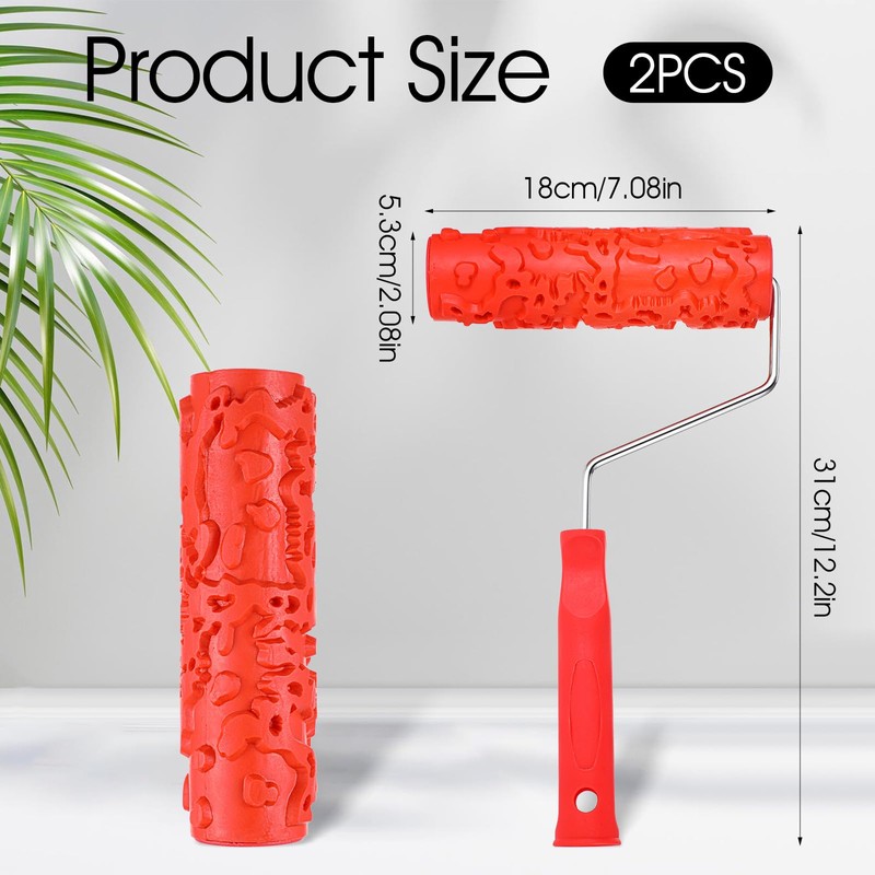 MBAIYO 2 Pcs 7'' Textured Paint Roller, Rubber Pattern Paint