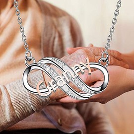 MYSOMY Grandma Necklace Grandma Gift Granny/Mimi/Nana/Nonna Infinity Love Charm Necklace Grandmother Nana Gift from Granddaughter Grandson (granny silver)