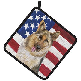 Caroline's Treasures BB9654PTHD German Shepherd Patriotic Pair of Pot Holders, 7.5HX7.5W, Multicolor