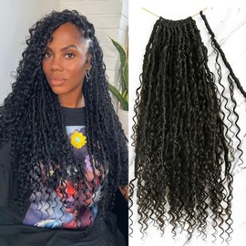 Pre Crochet Boho Locs Braids Hair Pre Looped With Human Hair Curls Curly Ends Extensions For Black Women 50 Strands(22 inch)