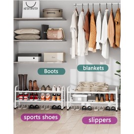 SUFAUY 2 Tier Shoe Rack, Closet Metal Shoe Rack Organizer Heavy Duty, Stackable, White