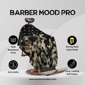 Professional Barber Cape - Hair Cutting Cape with Adjustable Neck Closure, Salon Quality Styling Cape for Hairdressers and Barbers - Army