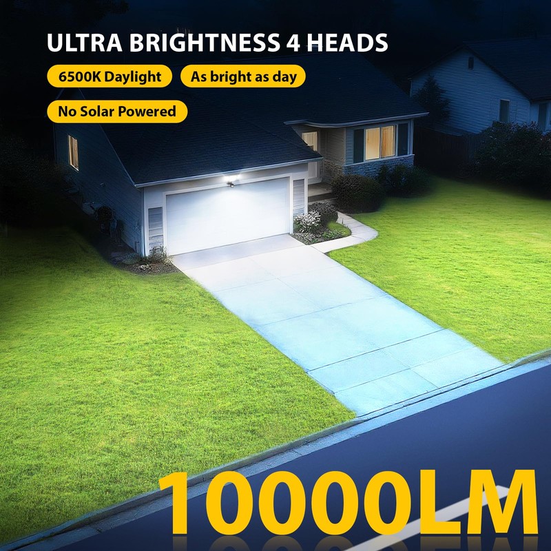 90W 10000LM LED Security Lights Motion Sensor Outdoor Lights, 4
