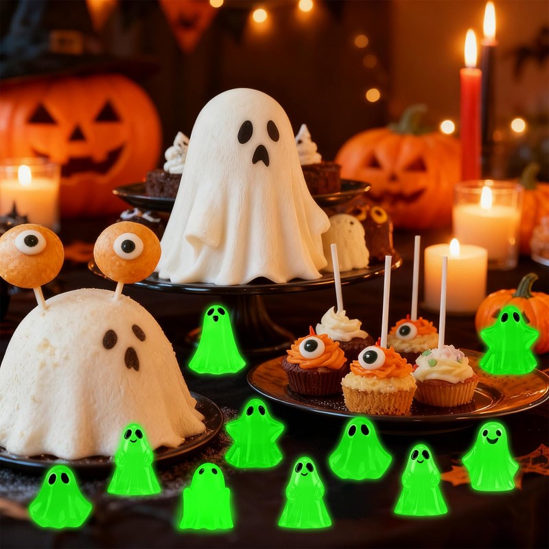 80Pcs Mini Luminous Ghost Figurines 6 Style Glow in The