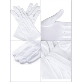 3 Pairs Nylon Cotton Gloves White Parade Costume Gloves for Police Formal Tuxedo Honor Guard and Special Occasions (3 Seams Design)