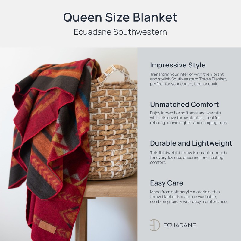 Ecuadane Southwestern Throw Blanket for Couch, Sofa, Bed, Soft, Plush,