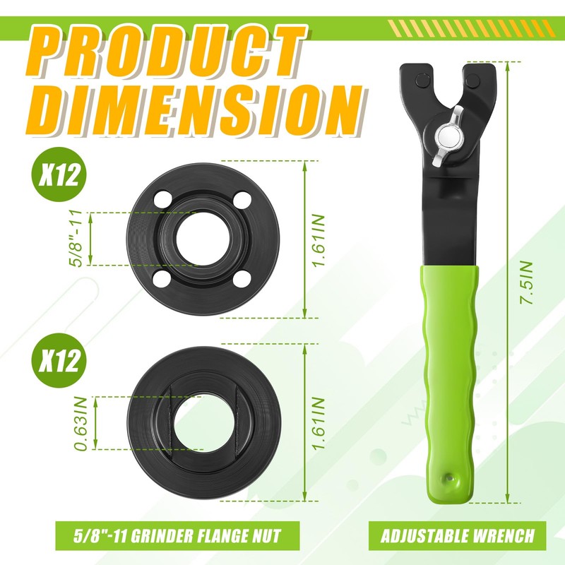 Hicarer Angle Grinder Nut Angle Grinder Wrench Kit 5/8"-11 Flange