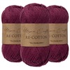 Utopia Crafts Re-Cotton Knitting Yarn 3X 100g (Raspbery Red)