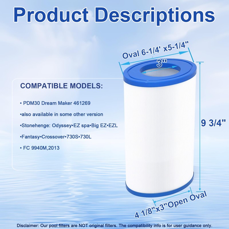 Purelixir NSF Certified PDM30 Spa Filter Compatible with PDM30 for